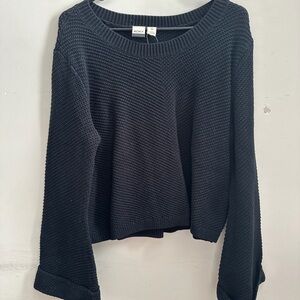Roxy black waffle-knit Cropped Crewneck sweater Women’s Size Small
